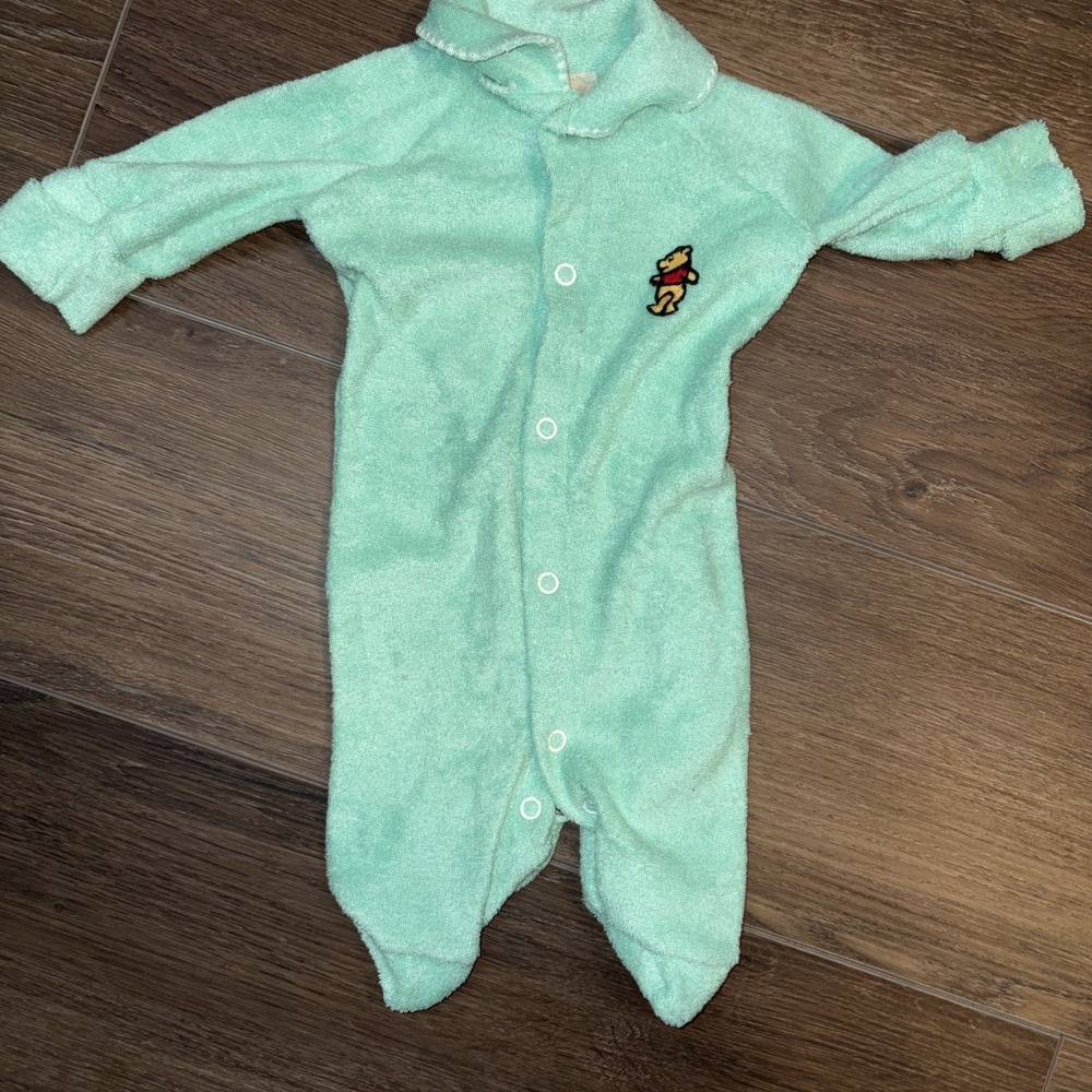 Vintage Sears Winnie The Pooh Fleece Footie Pajamas‎ Sleeper Baby 6-12 Month